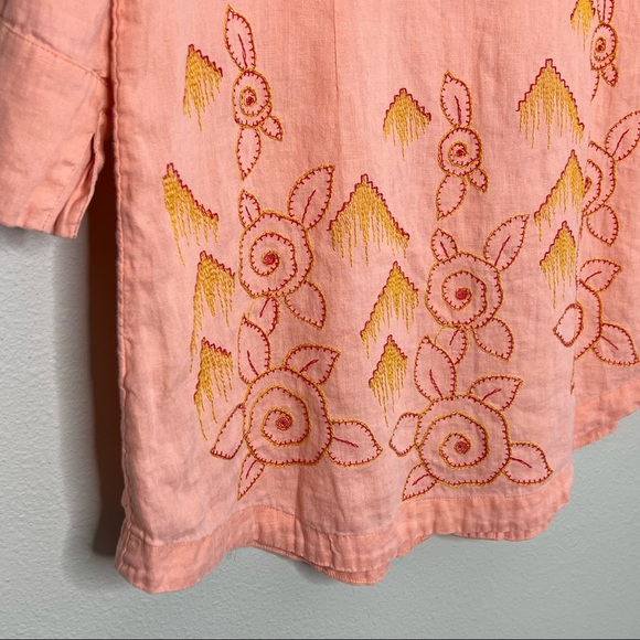 J Jill Top Aztec Print Linen Button Down Shirt Size XS - Picture 5 of 10